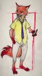  canine clothed clothing disney fox male mammal monoflax nick_wilde phone solo zootopia 