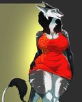  female fur grey_fur looking_at_vuewer multicolored_fur sal-sal sergal smile stripes two_tone_fur white_fur 