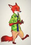  canine clothed clothing disney fox male mammal monoflax nick_wilde phone simple_background solo white_background zootopia 