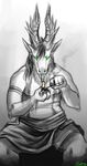  2016 anthro fire green_eyes horn hyperion_(ratte) looking_at_viewer male pipe ramiotran ratte smoke solo 