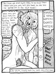  + 2016 anthro black_and_white canine comic cum dialogue drugs english_text fur male mammal monochrome nude open_mouth penis solo teeth text tongue triadfox white_fur wolf 