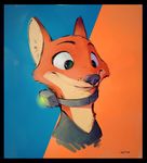  anthro bust_portrait canine clothed clothing collar disney fox male mammal monoflax nick_wilde portrait smile solo zootopia 