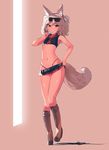  animal_ears boots contrapposto eating ehrrr elin_(tera) eyelashes eyewear_on_head flat_chest food fox_ears fox_tail grey_hair hair_between_eyes highleg highleg_panties highres knee_boots knees_together_feet_apart microskirt midriff navel original panties panty_straps pleated_skirt popsicle red_eyes red_panties sailor_collar shadow skirt sleeveless solo standing sunglasses tail tera_online thong tsurime two_side_up underwear 