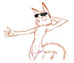  canine clothed clothing disney eyewear fox half-closed_eyes looking_at_viewer male mammal nick_wilde pose skimpy sunglasses thewyvernsweaver topless underwear zootopia 