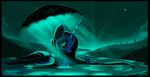  absurd_res auroriia avian beak bird blue_eyes blue_feathers blue_fur blue_hair blue_theme detailed_background duck duo equine eyelashes feathered_wings feathers friendship_is_magic fur hair hi_res horn mammal my_little_pony partially_submerged princess_luna_(mlp) raining superabsurd_res umbrella water winged_unicorn wings 