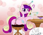  2016 anus butt chair clitoral_winking clitoris cookie cup cutie_mark duo eating english_text equine feathered_wings feathers female feral food friendship_is_magic fur hair horn looking_at_viewer looking_back magic male mammal multicolored_hair my_little_pony n0nnny pink_fur princess_cadance_(mlp) pussy shining_armor_(mlp) text unicorn winged_unicorn wings 