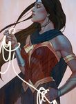  1girl cape dc_comics jenny_frison lasso lasso_of_truth pteruges solo strapless tiara vambraces wonder_woman wonder_woman_(series) 