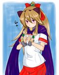  1girl alternate_hairstyle animal_ears aq_interactive arcana_heart arcana_heart_2 blush bracelet brown_hair dog_ears examu fingers_together hair_ornament inuwaka_akane long_hair looking_at_viewer ponytail purple_eyes ribbon scarf school_uniform skirt two-tone_hair vero_(vero58) 