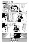  1boy 2girls 4koma :3 bkub comic dj_copy_and_paste emphasis_lines fang greyscale headphones honey_come_chatka!! komikado_sachi monochrome multiple_girls one_eye_closed one_side_up pushbutton self_destruct_button sweat tayo translated 