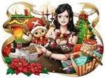  1girl big_hat black_hair blue_eyes breasts cleavage large_breasts long_hair nico_robin one_piece reindeer sideboob sitting sitting_on_lap sitting_on_person smile thick_thighs thighs tony_tony_chopper 