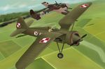  airplane artist_request damaged dornier_do_17 flying military poland polish_air_force_checkerboard pzl_p.11 smoke world_war_ii 