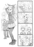  3girls 4koma adjusting_hair assam bangs bangs_pinned_back bbb_(friskuser) blush closed_eyes comic commentary_request cup darjeeling floral_background flower girls_und_panzer greyscale hair_down hair_ribbon hair_up hand_to_own_mouth heart highres holding holding_cup loafers long_hair looking_at_viewer looking_back monochrome multiple_girls necktie one_eye_closed open_mouth orange_pekoe pantyhose parted_bangs ponytail revision ribbon rose school_uniform shirt shoes smile sparkle spoken_heart spoken_interrobang st._gloriana's_school_uniform surprised sweater teacup tears translation_request tying_hair 