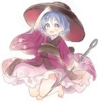  :d barefoot blue_hair bowl bowl_hat full_body hand_on_headwear hat highres holding_needle japanese_clothes kimono looking_at_viewer mugicha_(mugicha0929) needle obi open_mouth red_eyes red_kimono sash short_hair simple_background sketch smile solo sukuna_shinmyoumaru touhou white_background wide_sleeves 