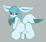  anthro anthrofied anus backsack balls bent-over butt canine eeveelution finegan flaccid flat_colors glaceon humanoid_penis long_foreskin looking_at_viewer looking_back male mammal naughty_face nintendo penis perineum pok&eacute;mon raised_tail rear_view smile solo uncut video_games 