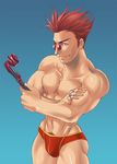  abs boy character_request glasses looking_at_viewer male_focus muscle red_hair smile solo tagme tokisige topless underwear 