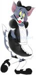  adolfwolfed4life anthro blush cat clothing dress fangs feline fur gag green_eyes grey_fur justaweirdogirl maid_uniform male mammal simple_background smile solo tom tom_and_jerry tongue tongue_out uniform yellow_sclera 