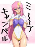  bad_id bad_pixiv_id blue_eyes breasts cameltoe covered_nipples gloves gundam gundam_seed gundam_seed_destiny hair_ornament highleg highleg_leotard leotard long_hair medium_breasts meer_campbell pink_hair purple_leotard rindou_akira solo standing star star_hair_ornament thighhighs white_leotard 