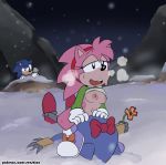  2019 amy_rose anthro being_watched bottomless bow breasts breath clothed clothing crouching cunnilingus eulipotyphlan eyelashes facesitting female flower footwear forced forced_oral gloves hairband half-closed_eyes hand_on_head hedgehog lying machine male male/female mammal metal_sonic mountain navel nipples on_back open_mouth oral outside plant robot rock senshion sex shoes snow sonic_(series) sonic_the_hedgehog sweat sweater unconscious vaginal 