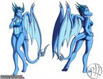  anthro barefoot blue_skin clothing crossgender dragon female horn lingerie predaguy underwear wings 