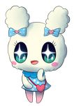  &lt;3 blush bow clothing cute dress green_eyes legwear looking_at_viewer lovelitchi open_mouth simple_background tamagotchi unknown_artist 