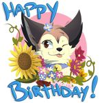  alpha_channel bell_collar birthday black_nose canine cheek_tuft collar countershading cute_fang english_text eyebrows eyelashes fennec feral flower flower_in_hair fox front_view fur headshot_portrait inner_ear_fluff leeomon looking_at_viewer mammal mary_(thatwildmary) multicolored_fur one_eye_closed pink_tongue plant portrait signature simple_background smile solo sunflower tan_fur text tongue tongue_out transparent_background tuft two_tone_fur white_fur wink 