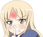  blonde_hair blush forehead glasses long_hair perrine_h_clostermann solo strike_witches transparent_background vector_trace world_witches_series yellow_eyes 