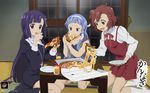  aoba_tsugumi artist_request eating food highres holding_pizza kannagi multiple_girls nagi pizza pizza_hut product_placement wallpaper zange 