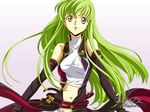  artist_request c.c. code_geass detached_sleeves extraction green_hair highres long_hair midriff navel solo wallpaper yellow_eyes 