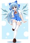  alternate_hair_length alternate_hairstyle bad_id bad_pixiv_id blue_hair cirno highres imai_kazunari long_hair older ribbon solo thigh_gap thighhighs touhou 