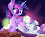 book duo equine eyes_closed feathered_wings feathers female friendship_is_magic fur hair hooves horn madacon magic mammal my_little_pony purple_eyes purple_fur purple_hair smile sweetie_belle_(mlp) twilight_sparkle_(mlp) unicorn white_fur winged_unicorn wings young 