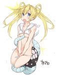  abukuma_(kantai_collection) alternate_costume bad_id bad_twitter_id bangs bare_shoulders bikini blonde_hair blue_eyes breasts cosplay double_bun enemy_naval_mine_(kantai_collection) eyebrows_visible_through_hair goekawa hair_between_eyes hair_rings kantai_collection long_hair looking_at_viewer medium_breasts navel open_mouth sailor_bikini sailor_collar shinkaisei-kan simple_background swimsuit tears tentacles twitter_username v_arms white_background white_bikini z3_max_schultz_(kantai_collection) z3_max_schultz_(kantai_collection)_(cosplay) 