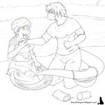  anthro clothed clothing duo female hand_holding kneeling male male/female monochrome natysanime outside reptile scalie turtle 