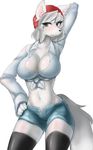  big_breasts blush breasts canine chui female fur grey_eyes hair mammal solo white_fur white_hair wolf 
