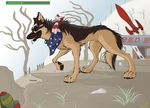  absurd_res bandanna canine dog dogmeat english_text eyewear fallout feral german_shepherd goggles gthusky hi_res male mammal solo text tongue tongue_out video_games 