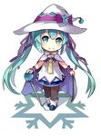  blush chibi hat hatsune_miku lino-lin long_hair looking_at_viewer simple_background skirt smile snowflakes solo suki!_yuki!_maji_magic_(vocaloid) twintails vocaloid white_background yuki_miku 