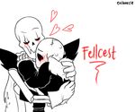  &lt;3 animated_skeleton blush bone clothing english_text evilbeetle eyes_closed fontcest hug kissing papyrus_(undertale) sans_(undertale) simple_background skeleton smile text undead underfell undertale video_games white_background 