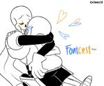  &lt;3 animated_skeleton blush bone clothing english_text evilbeetle eyes_closed fontcest hug kissing papyrus_(undertale) sans_(undertale) simple_background skeleton smile text undead undertale video_games white_background 