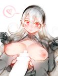  armor black_hairband blush breast_grab breast_squeeze breasts breasts_outside censored female_my_unit_(fire_emblem_if) fire_emblem fire_emblem_if gloves grabbing hair_between_eyes hairband heart hetero large_breasts long_hair my_unit_(fire_emblem_if) negiwo nipples paizuri penis pointy_ears pov red_eyes silver_hair smile solo_focus spoken_heart sweat white_background 