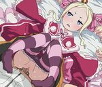  1girl beatrice_(re:zero) blonde_hair blue_eyes blush censored clothed_sex drill_hair frown hetero long_hair mosaic_censoring multicolored multicolored_clothes multicolored_legwear pantyhose pantyhose_pull penis pink_ribbon pointless_censoring purple_legwear pussy re:zero_kara_hajimeru_isekai_seikatsu ribbon sex solo_focus striped striped_legwear symbol-shaped_pupils tomu_(tomubobu) twintails vaginal 