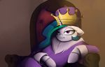  2016 chair clothed clothing crown equine female feral friendship_is_magic fur hair horn magnaluna mammal multicolored_hair my_little_pony portrait princess_celestia_(mlp) purple_eyes royalty solo throne unicorn white_fur 