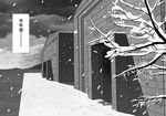  building c-button comic doujinshi greyscale kantai_collection monochrome no_humans ocean snowing translated tree 