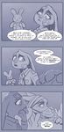  bed canine clothing comic dialogue disney fox july_hopps_(mistermead) lagomorph mammal mistermead nick_wilde rabbit simple_background uniform zootopia 