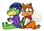  blush bubsy bubsy_(series) cat feline fire gecko gex gex_(series) green_scales lizard mammal reptile scales scalie video_games 