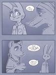  bed canine clothing comic dialogue disney fox july_hopps_(mistermead) lagomorph mammal mistermead nick_wilde rabbit simple_background uniform zootopia 