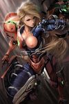  1girl areolae armor artist_name blonde_hair blue_eyes bodysuit breasts edit james_ghio large_breasts lips long_hair metroid nipples power_suit samus_aran skin_tight varia_suit very_long_hair web_address zero_suit 