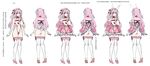  animal_ears ass chinese chinese_commentary collarbone commentary_request detached_collar flat_color groin high_heels highres knees_together knees_together_feet_apart lineup multiple_views pasties pink_eyes pink_hair q_azieru see-through tareme thighhighs translation_request turnaround variations 