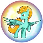  blonde_hair equine feathered_wings feathers female feral flamevulture17 friendship_is_magic hair hooves lightning_dust_(mlp) mammal multicolored_hair my_little_pony orb pegasus solo standing two_tone_hair wings yellow_eyes 
