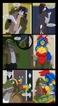  absurd_res anthro big_breasts black_fur black_hair blue_eyes blue_hair bottomless breasts bunny_costume butt caine_(cainesart) cainesart canine clothed clothing comic crocodile crocodilian diphallism dog english_text female fishnet fur gecko geecku green_body hair hi_res inside las_lindas lizard long_hair lying male mammal mogmaw multi_penis non-mammal_breasts nude panties penis phone purple_stripes reptile scalie smile standing stripes teasing text thick_thighs towel underwear voluptuous water wet white_fur white_hair wide_hips yellow_body yellow_eyes 