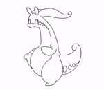 ambiguous_gender animated goodra monochrome nintendo pok&eacute;mon running simple_background slightly_chubby solo video_games white_background xmu 