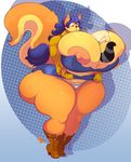  2016 anthro areola big_breasts blue_hair boots breasts canine carmelita_fox cleavage clothed clothing duo erect_nipples female footwear fox gloves hair huge_breasts humor jaeh long_hair male mammal nipples panties raccoon sly_cooper sly_cooper_(series) thick_thighs torn_clothing underwear video_games wide_hips 